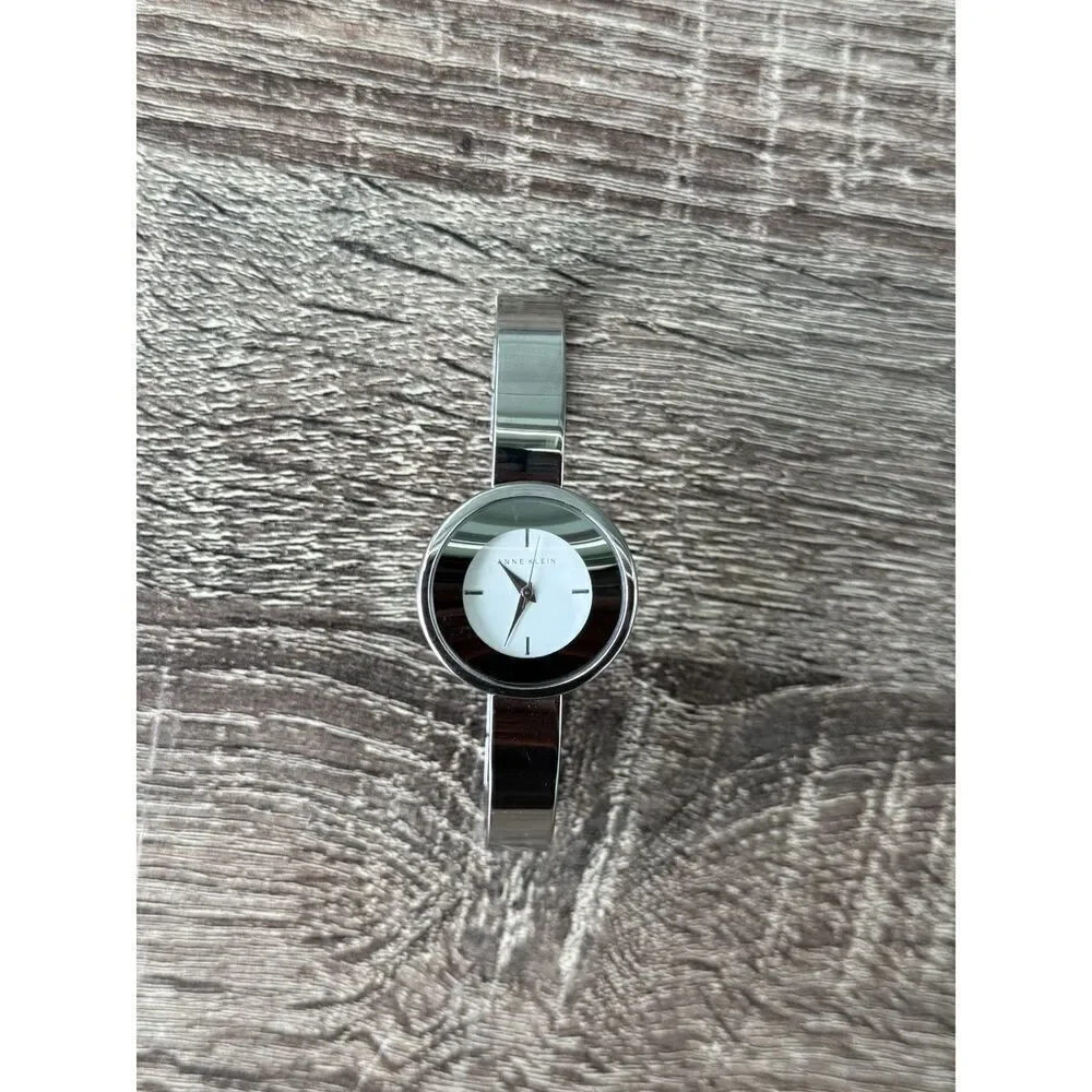Anne Klein Silver - Toned Ceramic Bangle Ladies Wrist Watch needs battery